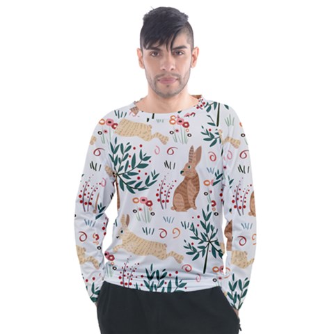 Seamless-pattern-with-rabbit Men s Long Sleeve Raglan Tee by nate14shop