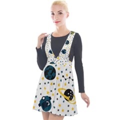Seamless-pattern-with-spaceships-stars 002 Plunge Pinafore Velour Dress