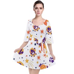 Seamless-pattern-with-spaceships-stars 005 Velour Kimono Dress