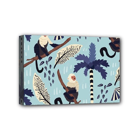 Tropical-leaves-seamless-pattern-with-monkey Mini Canvas 6  X 4  (stretched) by nate14shop