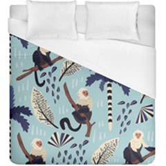 Tropical-leaves-seamless-pattern-with-monkey Duvet Cover (king Size)