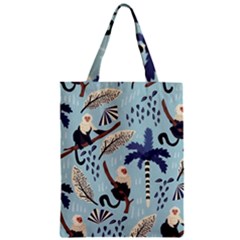 Tropical-leaves-seamless-pattern-with-monkey Zipper Classic Tote Bag by nate14shop