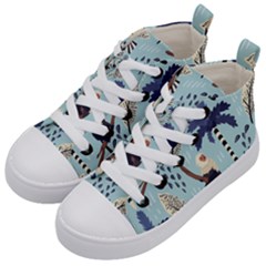 Tropical-leaves-seamless-pattern-with-monkey Kids  Mid-top Canvas Sneakers by nate14shop