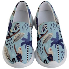 Tropical-leaves-seamless-pattern-with-monkey Kids Lightweight Slip Ons by nate14shop