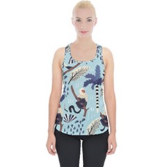 Tropical-leaves-seamless-pattern-with-monkey Piece Up Tank Top