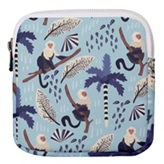 Tropical-leaves-seamless-pattern-with-monkey Mini Square Pouch by nate14shop