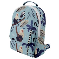 Tropical-leaves-seamless-pattern-with-monkey Flap Pocket Backpack (small) by nate14shop