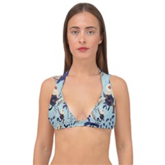 Tropical-leaves-seamless-pattern-with-monkey Double Strap Halter Bikini Top by nate14shop