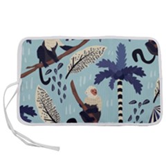 Tropical-leaves-seamless-pattern-with-monkey Pen Storage Case (m) by nate14shop