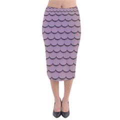 House-roof Velvet Midi Pencil Skirt