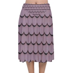 House-roof Velvet Flared Midi Skirt by nate14shop