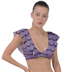 House-roof Plunge Frill Sleeve Bikini Top by nate14shop