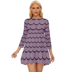 House-roof Long Sleeve Babydoll Dress