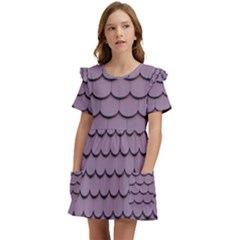 House-roof Kids  Frilly Sleeves Pocket Dress