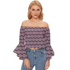 House-roof Off Shoulder Flutter Bell Sleeve Top by nate14shop