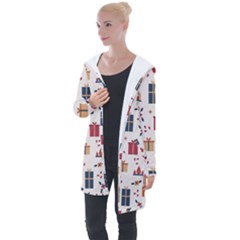 Christmas-gifts-socks-pattern Longline Hooded Cardigan by nate14shop