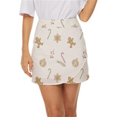 Hand-drawn-christmas-pattern Mini Front Wrap Skirt