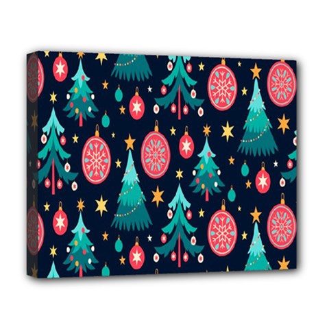 Hand-drawn-flat-christmas-pattern Deluxe Canvas 20  X 16  (stretched) by nate14shop