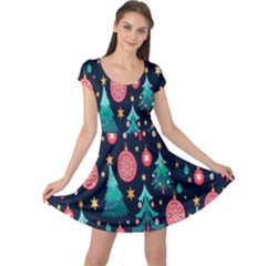 Hand-drawn-flat-christmas-pattern Cap Sleeve Dress by nate14shop