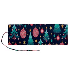 Hand-drawn-flat-christmas-pattern Roll Up Canvas Pencil Holder (m) by nate14shop