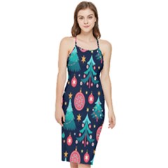 Hand-drawn-flat-christmas-pattern Bodycon Cross Back Summer Dress