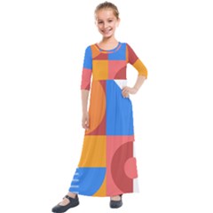 Geometric Series  Kids  Quarter Sleeve Maxi Dress by Sobalvarro