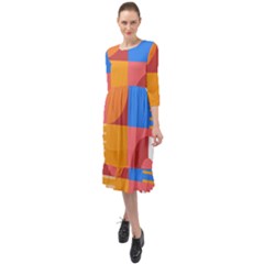 Geometric Series  Ruffle End Midi Chiffon Dress by Sobalvarro