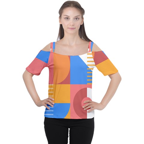 Geometric Series  Cutout Shoulder Tee by Sobalvarro