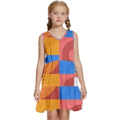 Geometric Series  Kids  Sleeveless Tiered Mini Dress by Sobalvarro