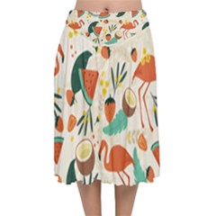 Fruity Summer Velvet Flared Midi Skirt by HWDesign