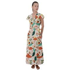 Fruity Summer Flutter Sleeve Maxi Dress by HWDesign