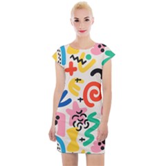 Popping Colors Cap Sleeve Bodycon Dress by HWDesign