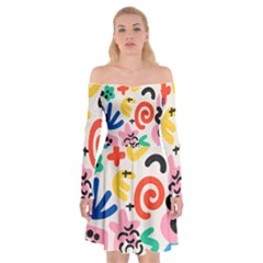 Popping Colors Off Shoulder Skater Dress by HWDesign