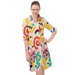 Popping Colors Long Sleeve Mini Shirt Dress by HWDesign