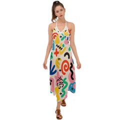 Popping Colors Halter Tie Back Dress  by HWDesign