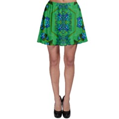 Vines Of Beautiful Flowers On A Painting In Mandala Style Skater Skirt