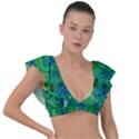 Vines Of Beautiful Flowers On A Painting In Mandala Style Plunge Frill Sleeve Bikini Top View1