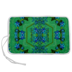 Vines Of Beautiful Flowers On A Painting In Mandala Style Pen Storage Case (m) by pepitasart