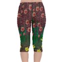 Floral Vines Over Lotus Pond In Meditative Tropical Style Velvet Capri Leggings  View2