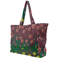 Floral Vines Over Lotus Pond In Meditative Tropical Style Simple Shoulder Bag by pepitasart