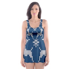 Knitted-christmas-pattern 001 Skater Dress Swimsuit