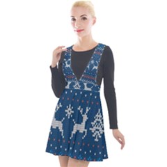 Knitted-christmas-pattern 001 Plunge Pinafore Velour Dress