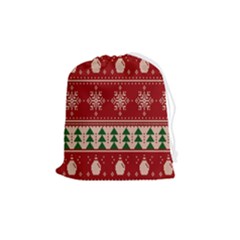 Knitted-christmas-pattern Drawstring Pouch (medium)