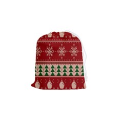 Knitted-christmas-pattern Drawstring Pouch (small)