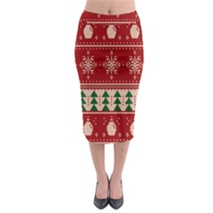Knitted-christmas-pattern Midi Pencil Skirt by nate14shop