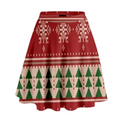 Knitted-christmas-pattern High Waist Skirt by nate14shop