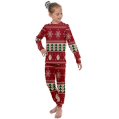 Knitted-christmas-pattern Kids  Long Sleeve Set  by nate14shop