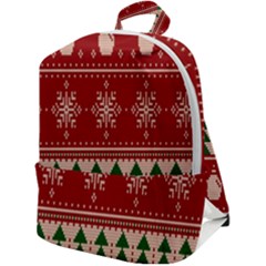 Knitted-christmas-pattern Zip Up Backpack by nate14shop