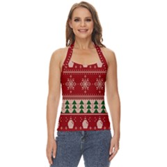 Knitted-christmas-pattern Basic Halter Top