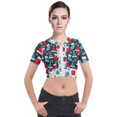 Pack-christmas-patterns Short Sleeve Cropped Jacket by nate14shop